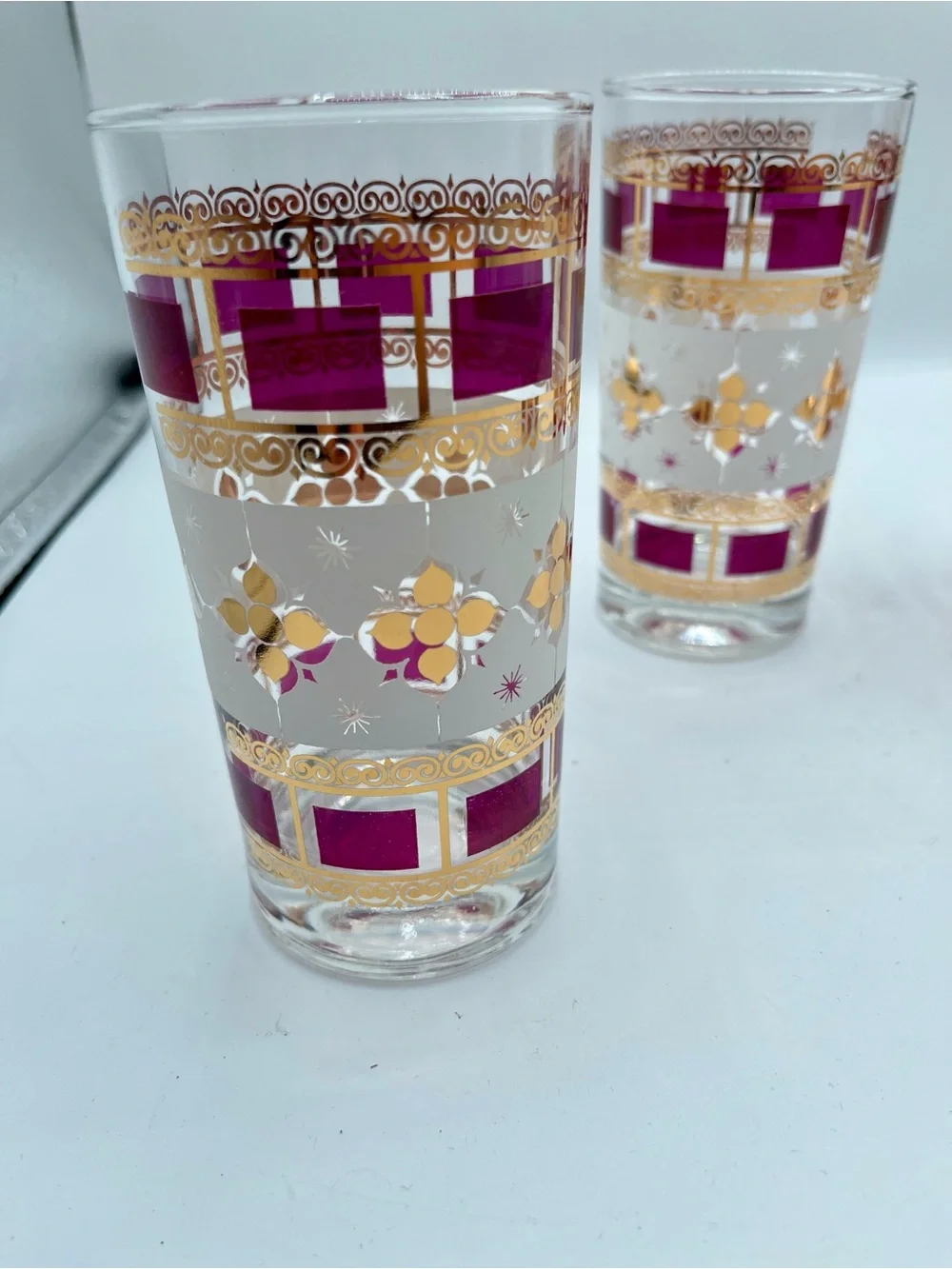 mid century Anchor Hocking Elegance Highball Tumblr Glasses Gold Atomic Set Of 4